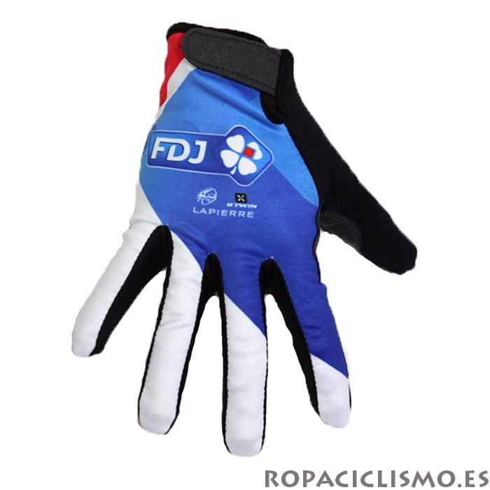 2020 FDJ Guantes Largos Blanco Azul Negro